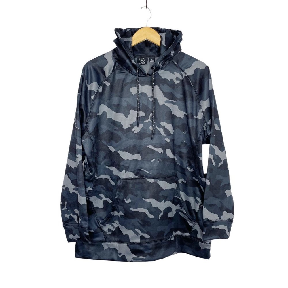 NEW Burnside Black Camo Pull Over Hoodie Size Large